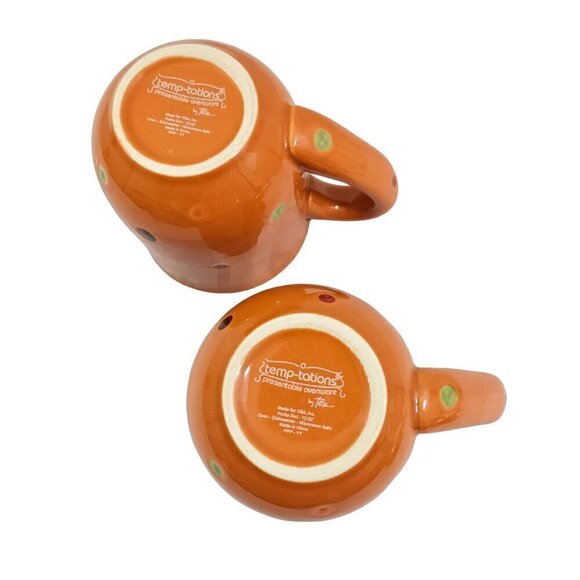 Temptations Tara Orange Spike Polka Dot 10 Oz Ceramic Coffee Tea Mug – Set of 2 - Picture 5 of 16